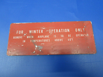 Piper PA22 Tri-Pacer Winterization Plate P/N 14793-000 (0224-1197)