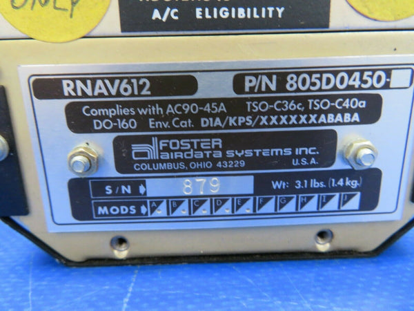 Foster Air Data Computer RNAV612 P/N 805D0450 (0720-827)