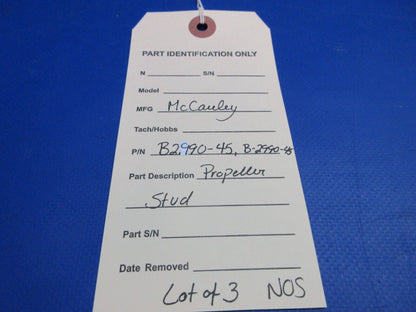 McCauley Threaded Propeller Stud NOS LOT OF 3 P/N B2990-40, B-2990-40 (0523-399)