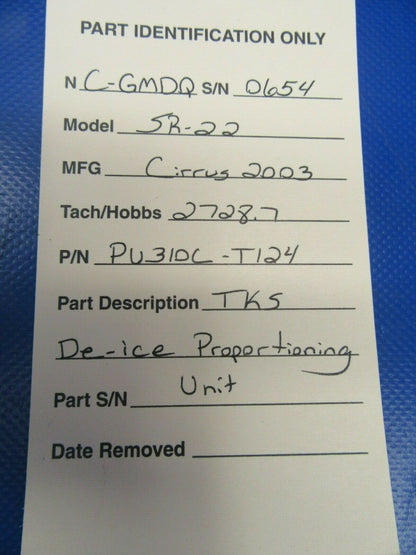 Cirrus SR22 TKS De-Ice Proportioning Unit P/N PU310C-T124 (1019-353)