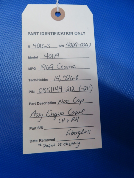 Cessna 401 / 401A Nose Cap Assy Engine Cowl LH & RH P/N 0851149-212 (1223-353)