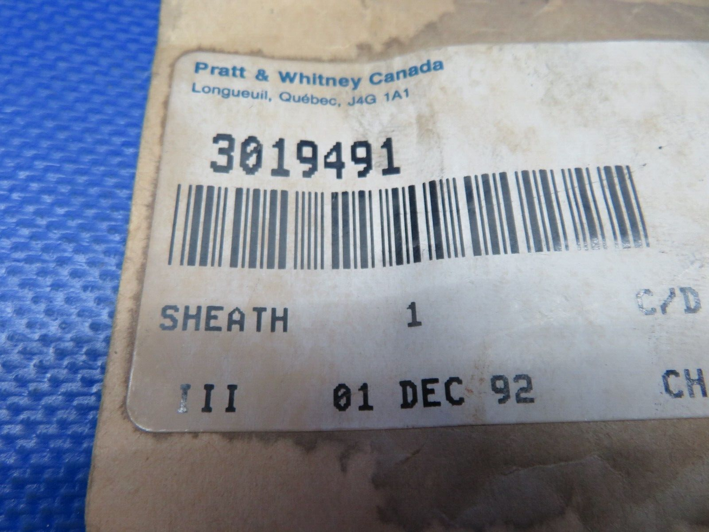 Pratt & Whitney Sheath P/N 3019491 SSBY 3079229-01 NOS (0124-358)