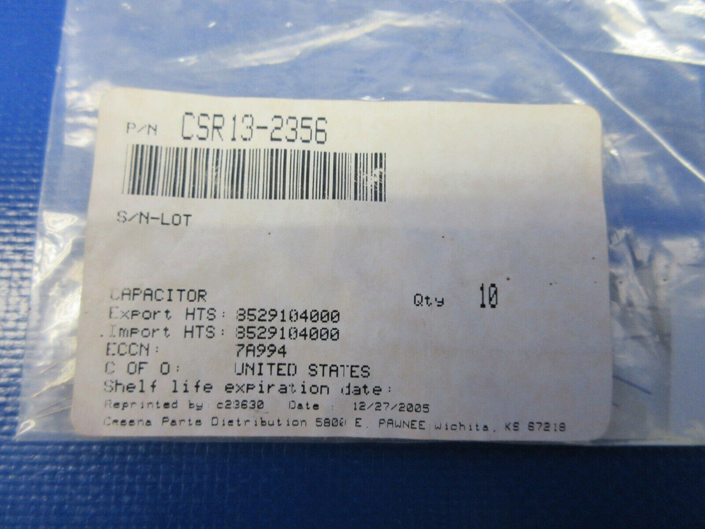 Cessna Capacitor P/N CSR13-2356 LOT OF 10 NOS (1223-681)