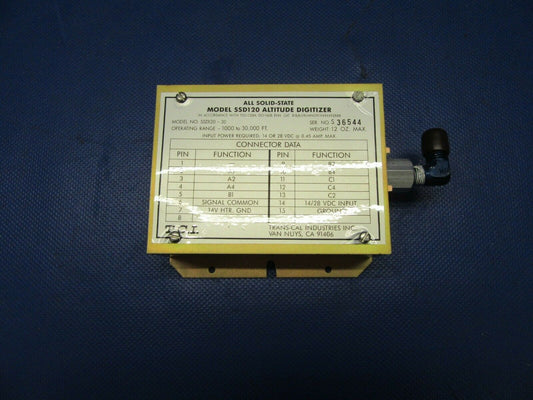 Trans-Cal All Solid State Altitude Digitizer 14V /28V P/N SSD120-30 (1021-442)