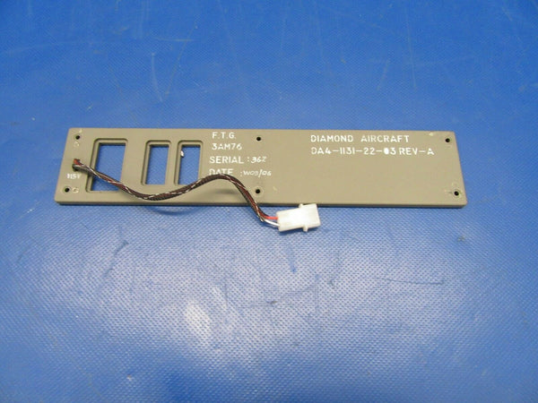 Diamond DA40-180 Dash Fascia EL Panel Lower Left P/N DA4-1131-22-03 (0319-171)