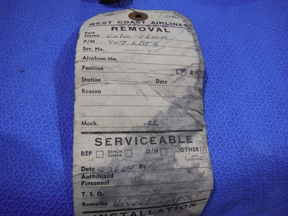 Parker Check Valve, Copper Alloy,  P/N 407LDT8  (815-57)
