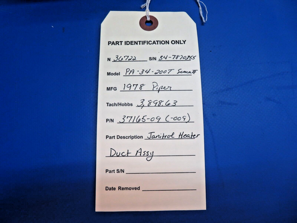 Piper PA-34-200T Seneca II Janitrol Heater Duct Assy P/N 37165-09 (0223-856)