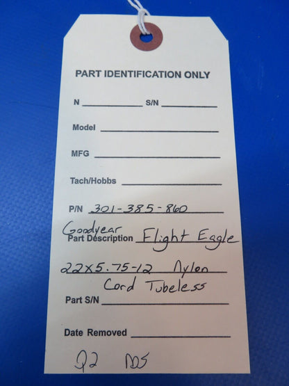 Goodyear Flight Eagle 22 x 5.75-12 8-Ply Tubeless P/N 301-385-860 NOS (1222-300)