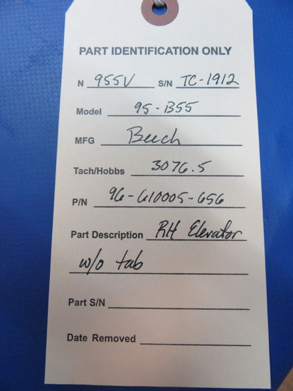 Beech 95-B55 Baron RH Elevator Assy less Tab P/N 96-610005-656 (0223-219)