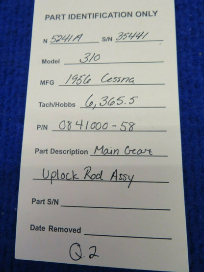 Cessna 310 Main Gear Uplock Rod Assembly P/N 0841000-58 (0422-517)