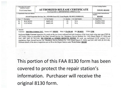 1969 Piper Cherokee PA-28-140 LH Wing P/N 66601-04 CORE (0221-315)