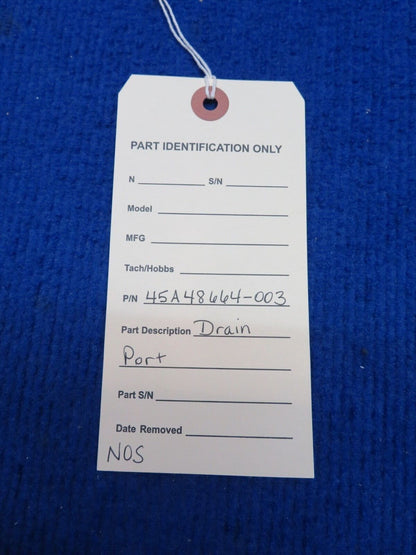Beech Drain Port P/N 45A48664-003 NOS (0622-462)