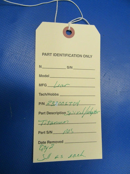 Lear Swivel / Adapter Titanium P/N R32001T04 NOS w/8130 (0419-161)