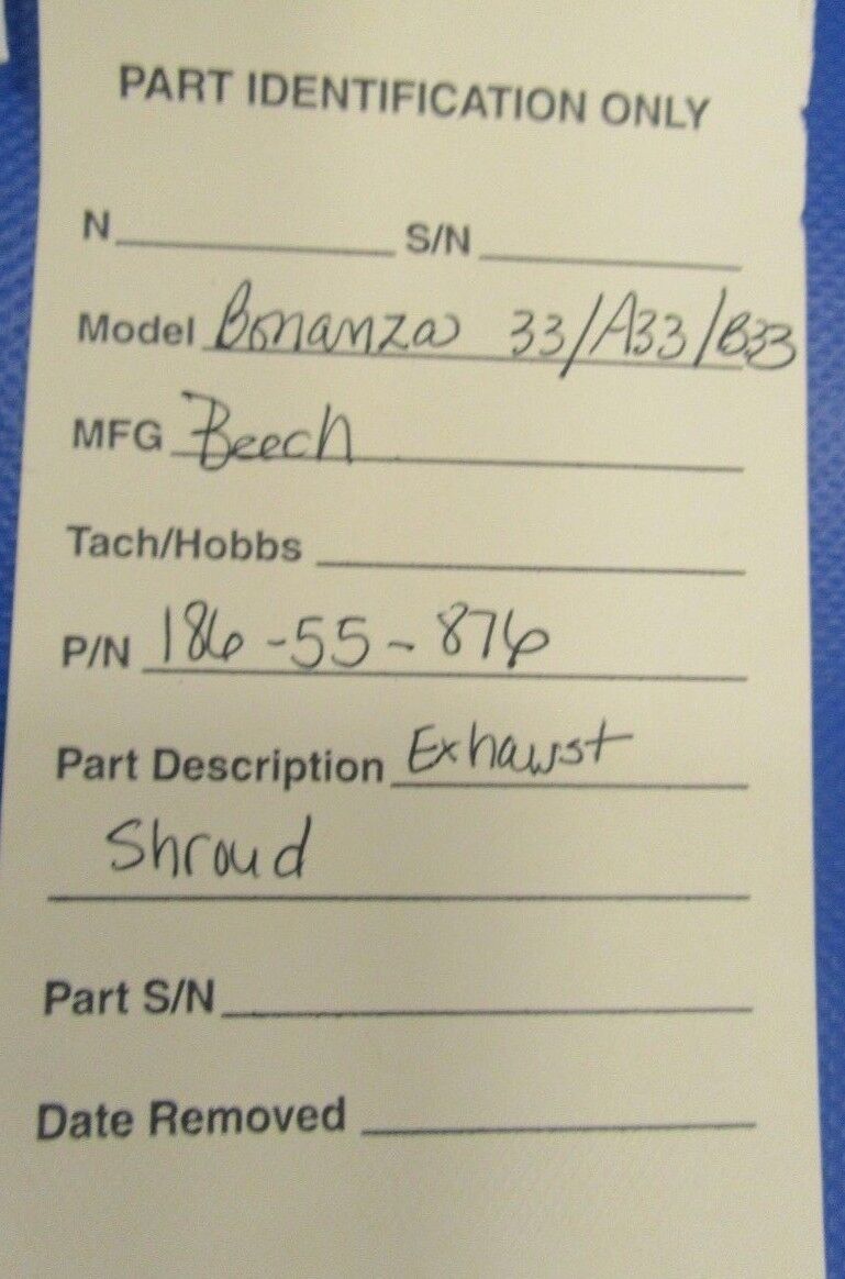 Beech Bonanza 33 / A33 / B33 Exhaust Shroud P/N 186-55-876 (1218-137)