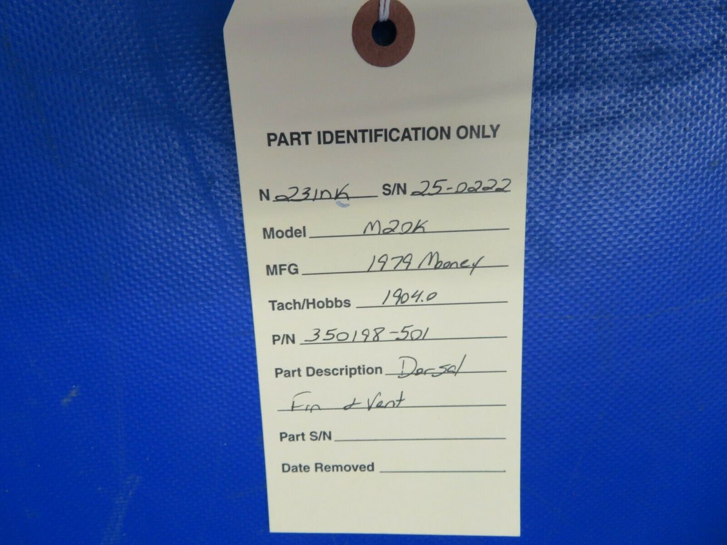Mooney M20 / M20K Dorsal Fin and Vent P/N 350198-501 (0721-1033)