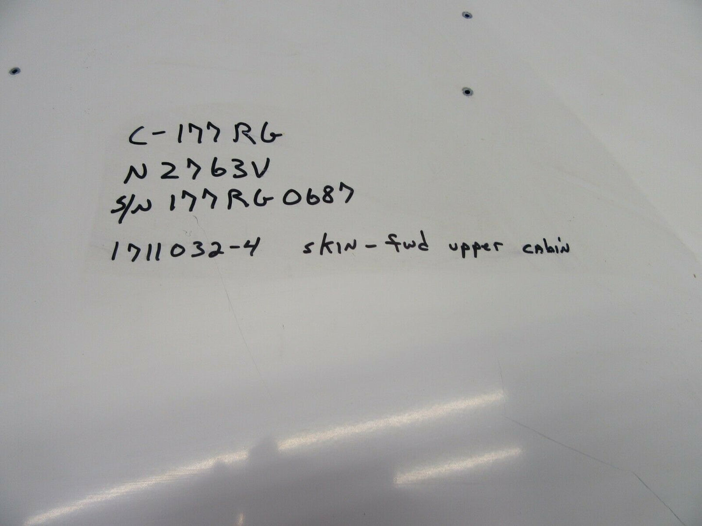 Cessna 177 Cardinal RG Forward Upper Cabin Skin P/N 1711032-4 (0121-216)