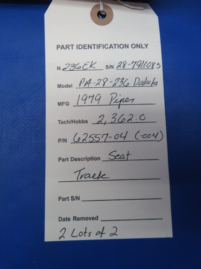 Piper PA-28-236 Dakota Seat Track P/N 62557-04 LOT OF 2 (0623-664)