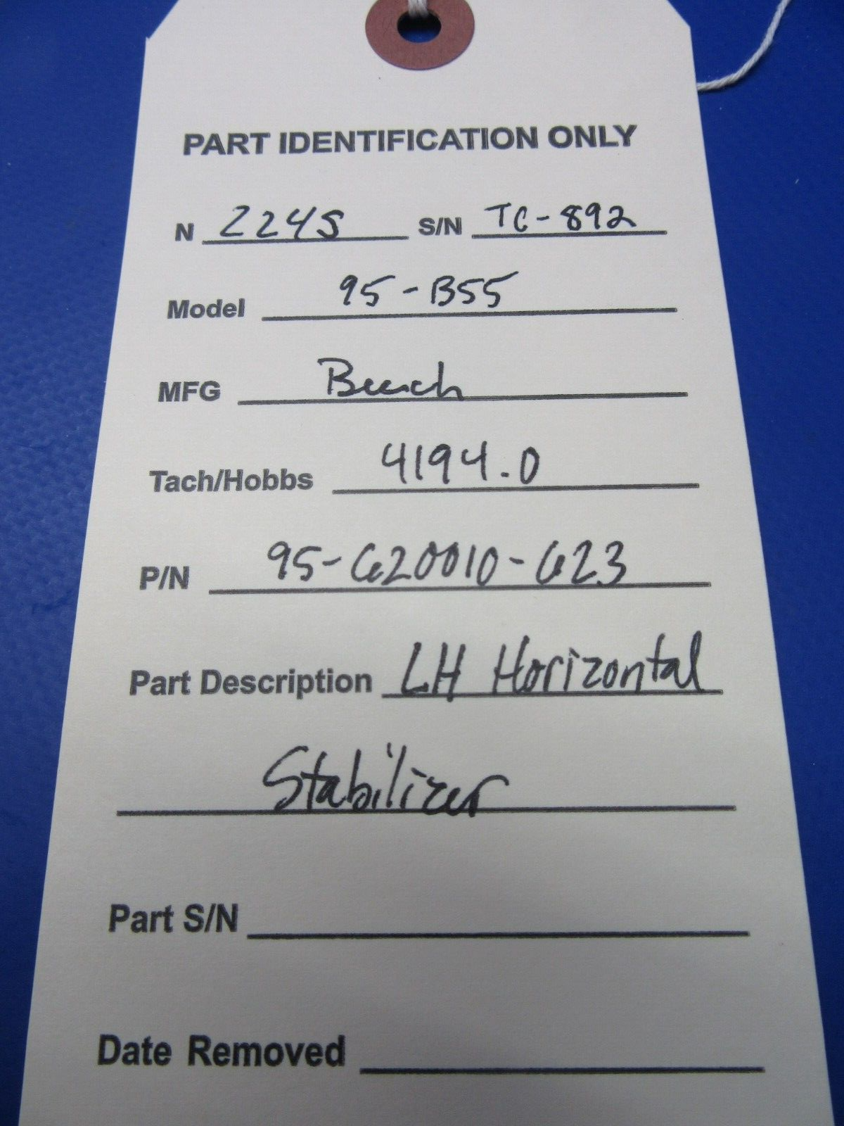 Beech 95-B55 Baron LH Horizontal Stabilizer P/N 95-620010-623 (0423-228)