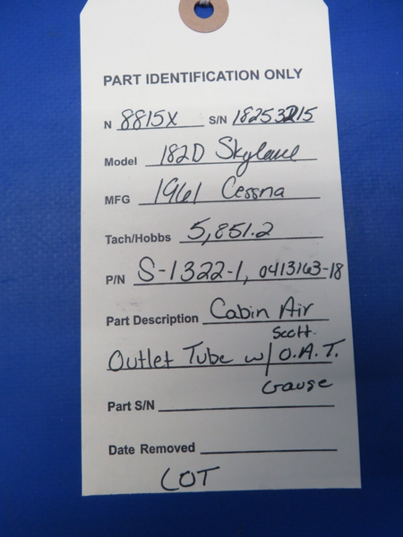 Cessna 182D /  182 Cabin Air Outlet  w/ Scott O.A.T. P/N S-1322-1 LOT (0923-459)