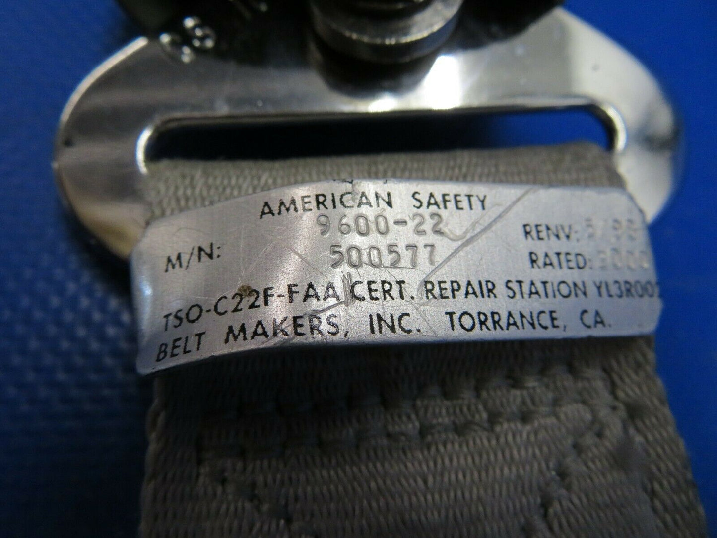 Piper Seneca II Lap Belt P/N 9600-22 Light Gray (1119-238)