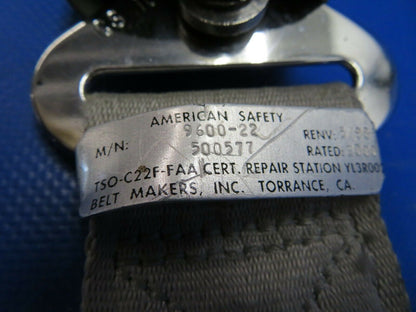 Piper Seneca II Lap Belt P/N 9600-22 Light Gray (1119-238)