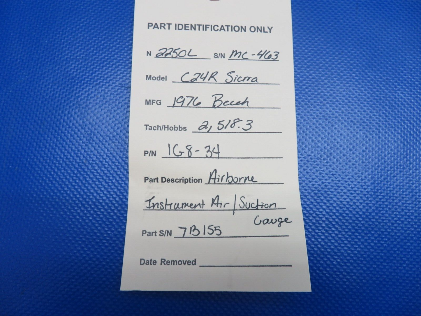 Airborne Instrument Air / Suction Gauge P/N 1G8-34 (0324-1732)