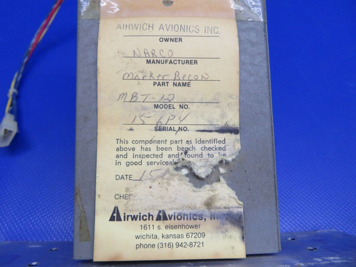 Piper PA-28-235 Narco Marker Beacon Receiver 12V P/N MBT-12 (0121-328)