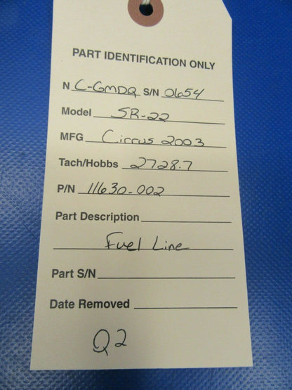Cirrus SR22 Aluminum Fuel Line P/N 11630-002 (1019-414)