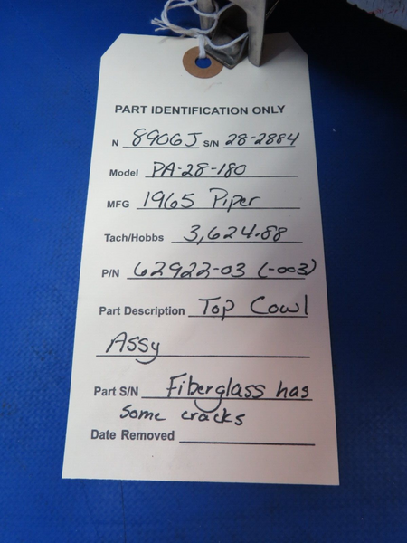 Piper PA-28-180 Top Cowl Assy P/N 62922-03 (0723-711)