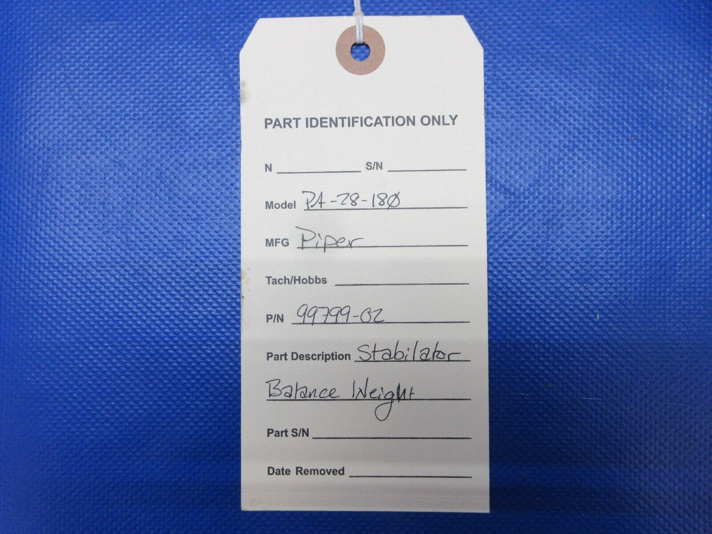 Piper PA-28-180 Stabilizer Balance Weight P/N 99799-02 (0124-1494)