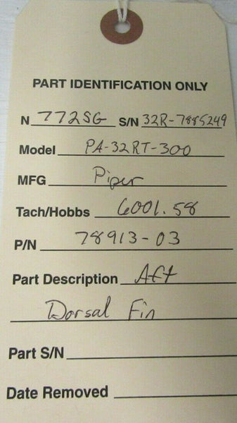 Piper PA-32RT AFT Dorsal Fin P/N 78913-03, 78913-003 (0521-509)