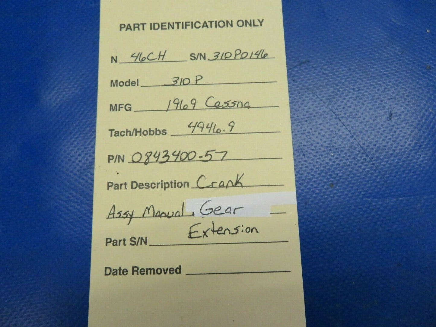 Cessna 310P Crank Assy Manual Gear Extension P/N 0843400-57 (0620-735)