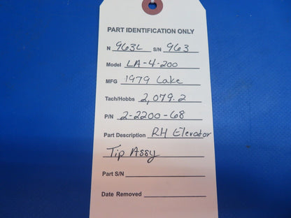 Lake LA-4-200 RH Elevator Tip Assy P/N 2-2200-68 (1222-949)
