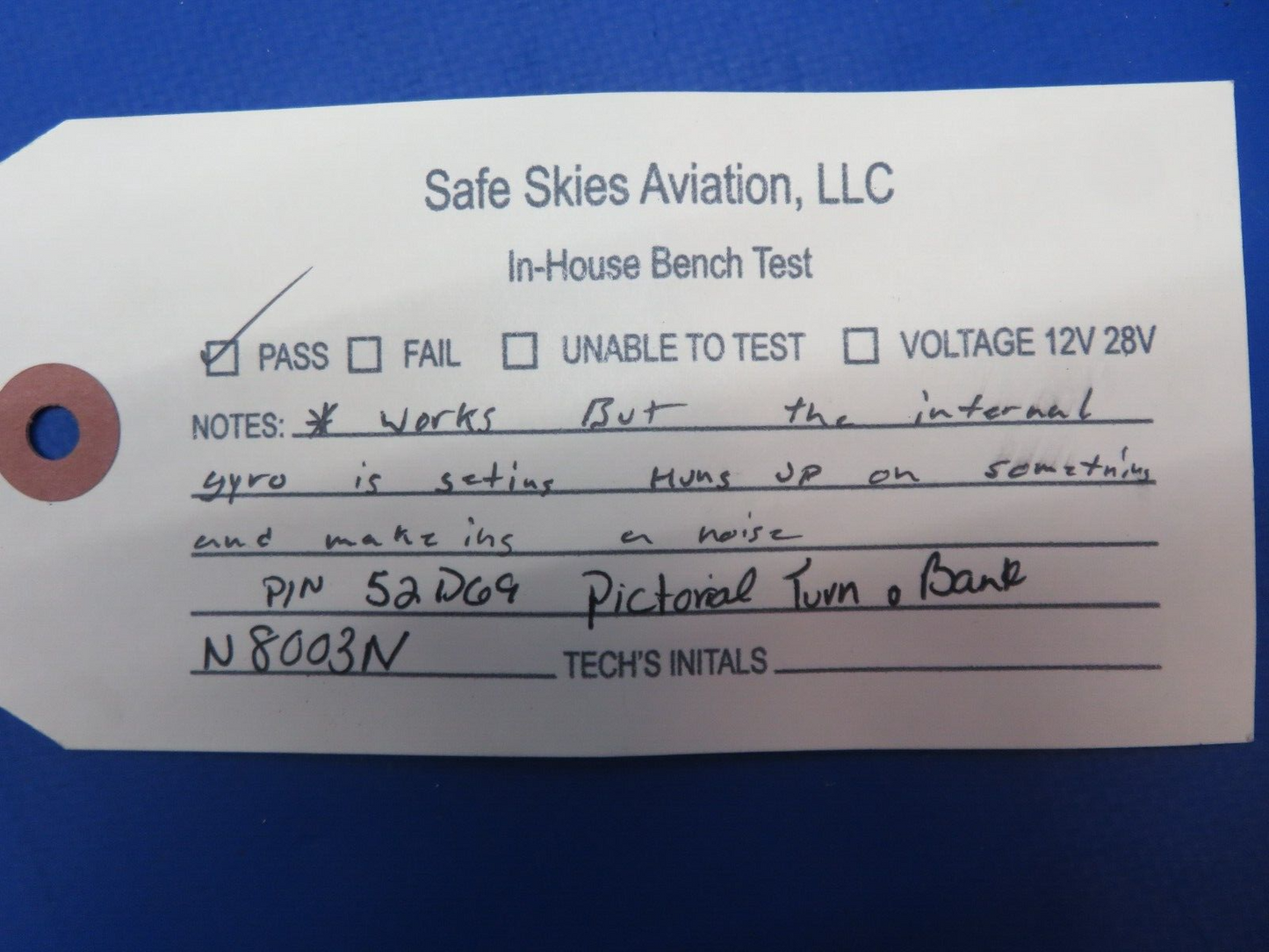 Piper PA-28-140 Mitchell Pictorial Turn & Bank P/N 52D69 CORE (0923-440)