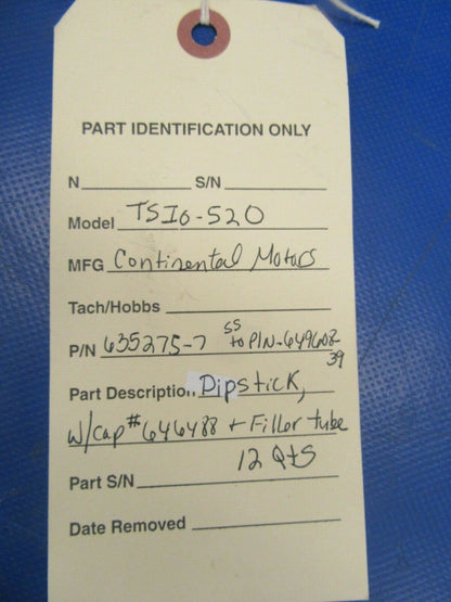 Continental TSIO-520 Dipstick & Tube 635275-7, 649608-39 (0219-65)