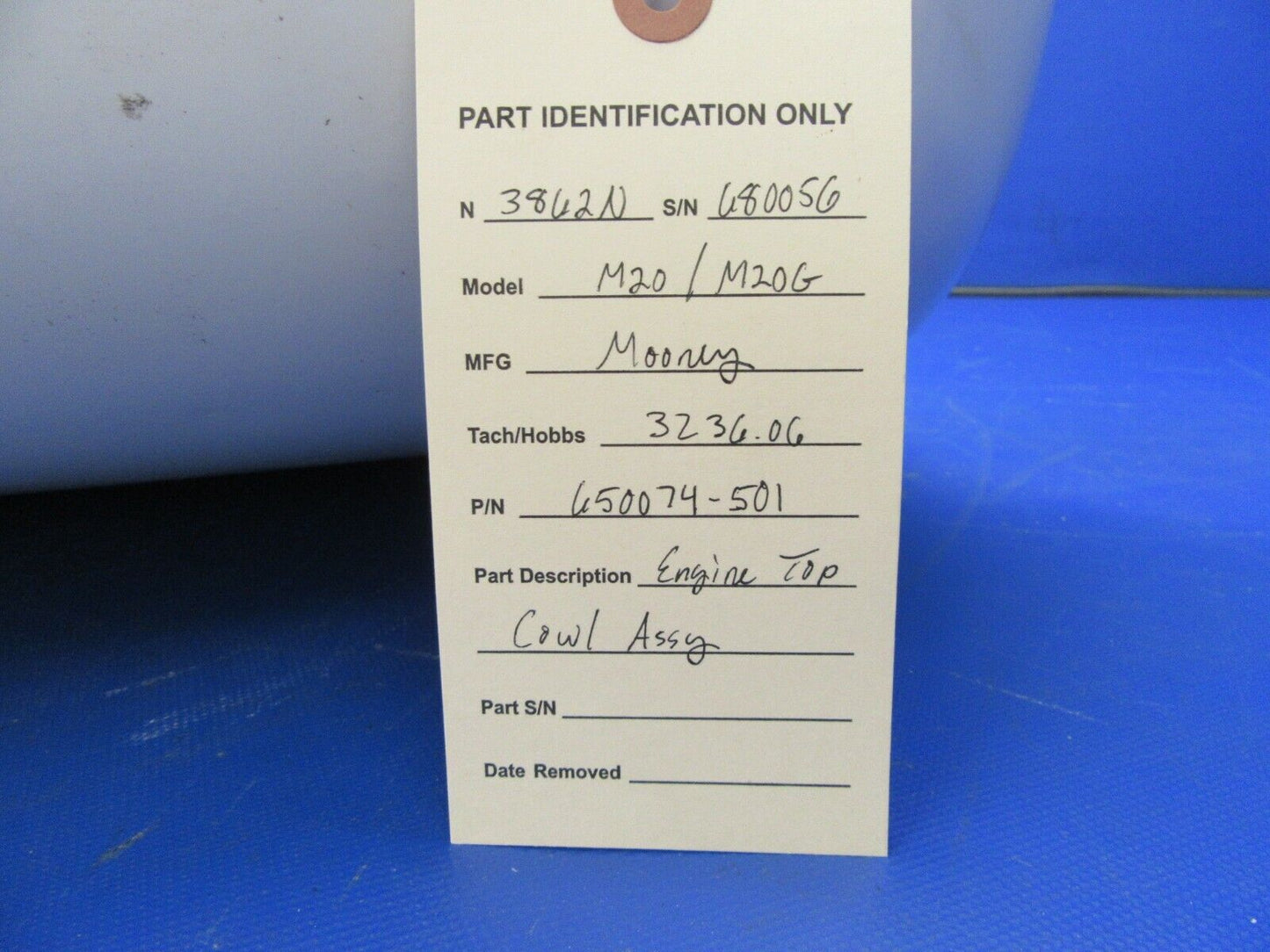 Mooney M20 / M20G Engine Top Cowl Assembly P/N 650074-501 (0821-679)