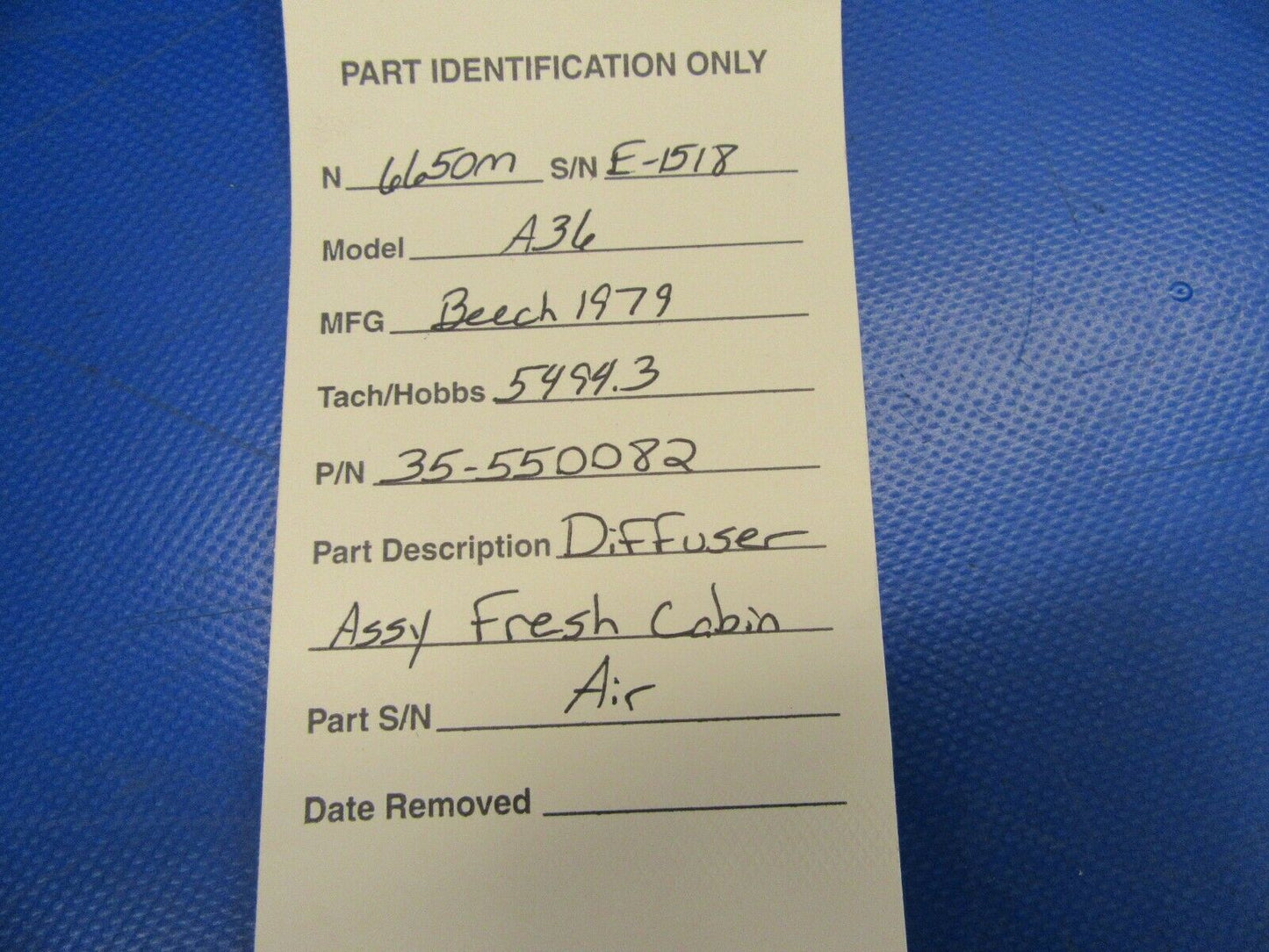 Beech Bonanza A36 Diffuser Assy Pilot's Cold Air 35-550082 (0619-435)