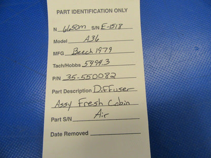 Beech Bonanza A36 Diffuser Assy Pilot's Cold Air 35-550082 (0619-435)