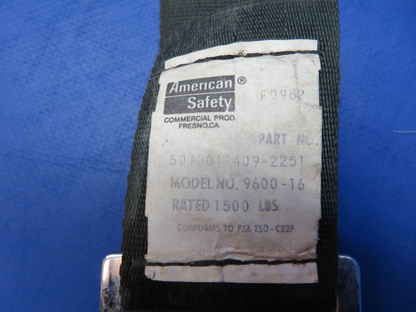 Piper PA-28R-180 American Safety Belt Assy Black P/N 501301-409-2251 (1123-444)