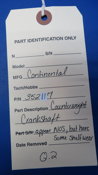 Continental  Crankshaft Counterweight P/N 352117 (0523-874)