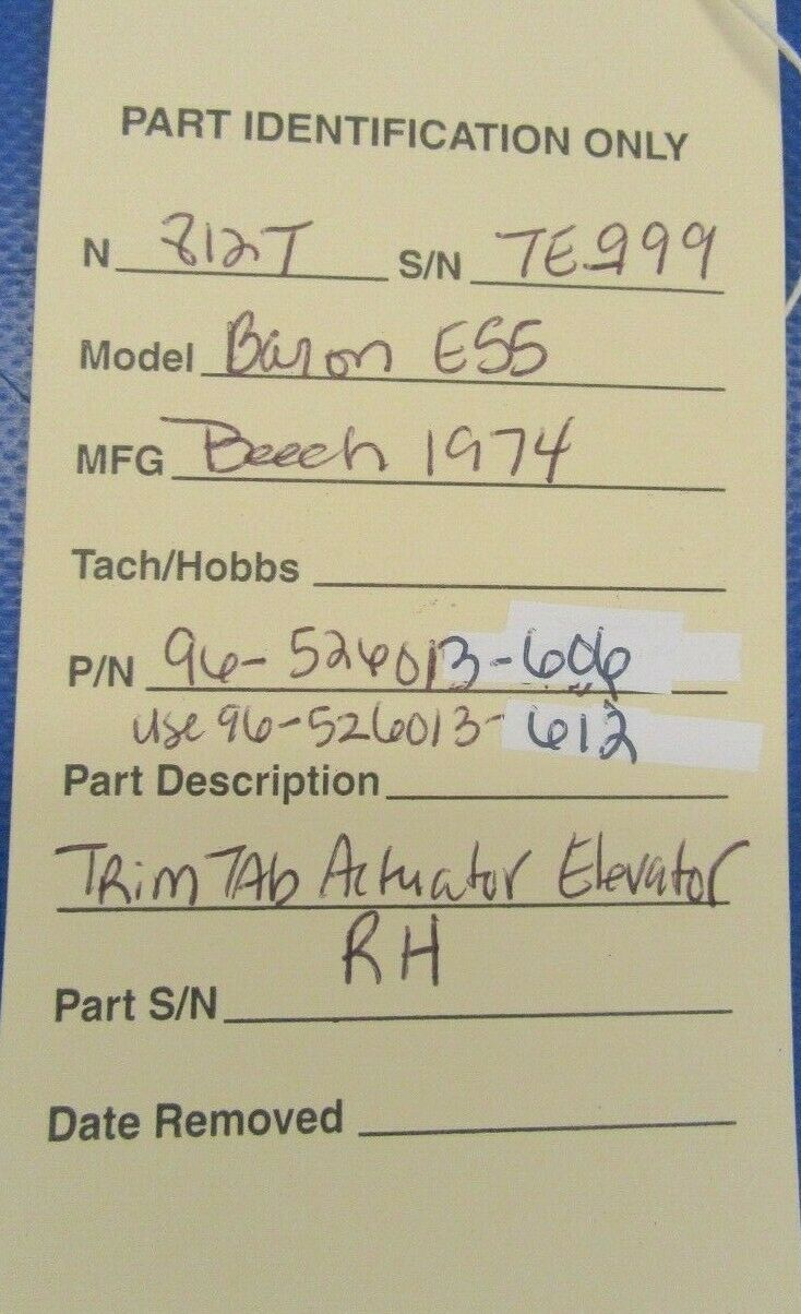 Beech Baron E-55 Trim Tab Actuator Elevator RH 96-526013-606 (0719-162)