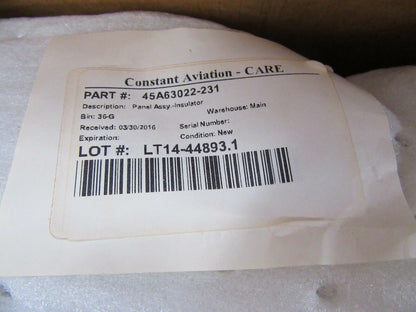 Beechjet 400/400A Insulator Panel Bleed Air Aft P/N 45A63022-231 NOS (0419-113)