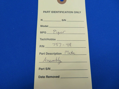 Piper Plate Assembly P/N 757-419 (0820-338)