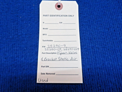 Piper Valve & Bracket Static Air P/N 25290-9 (0822-712)