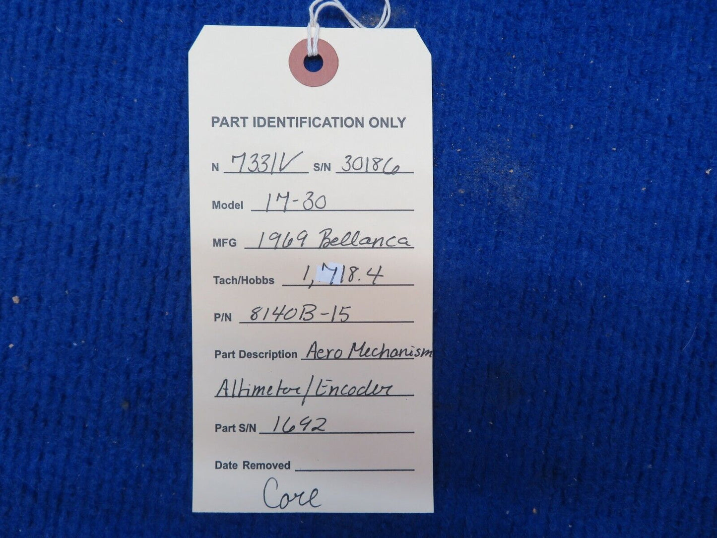 Aero Mechanism Altimeter / Encoder P/N 8140B-15 CORE (0622-526)