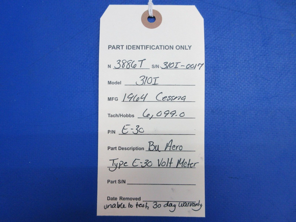 Bu Aero Type E-30 Volt Meter P/N E-30 (0823-104)