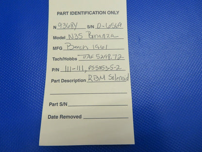 Beech N35 Bonanza RBM Solenoid P/N 111-111, PS50053-5-2 (0121-301)