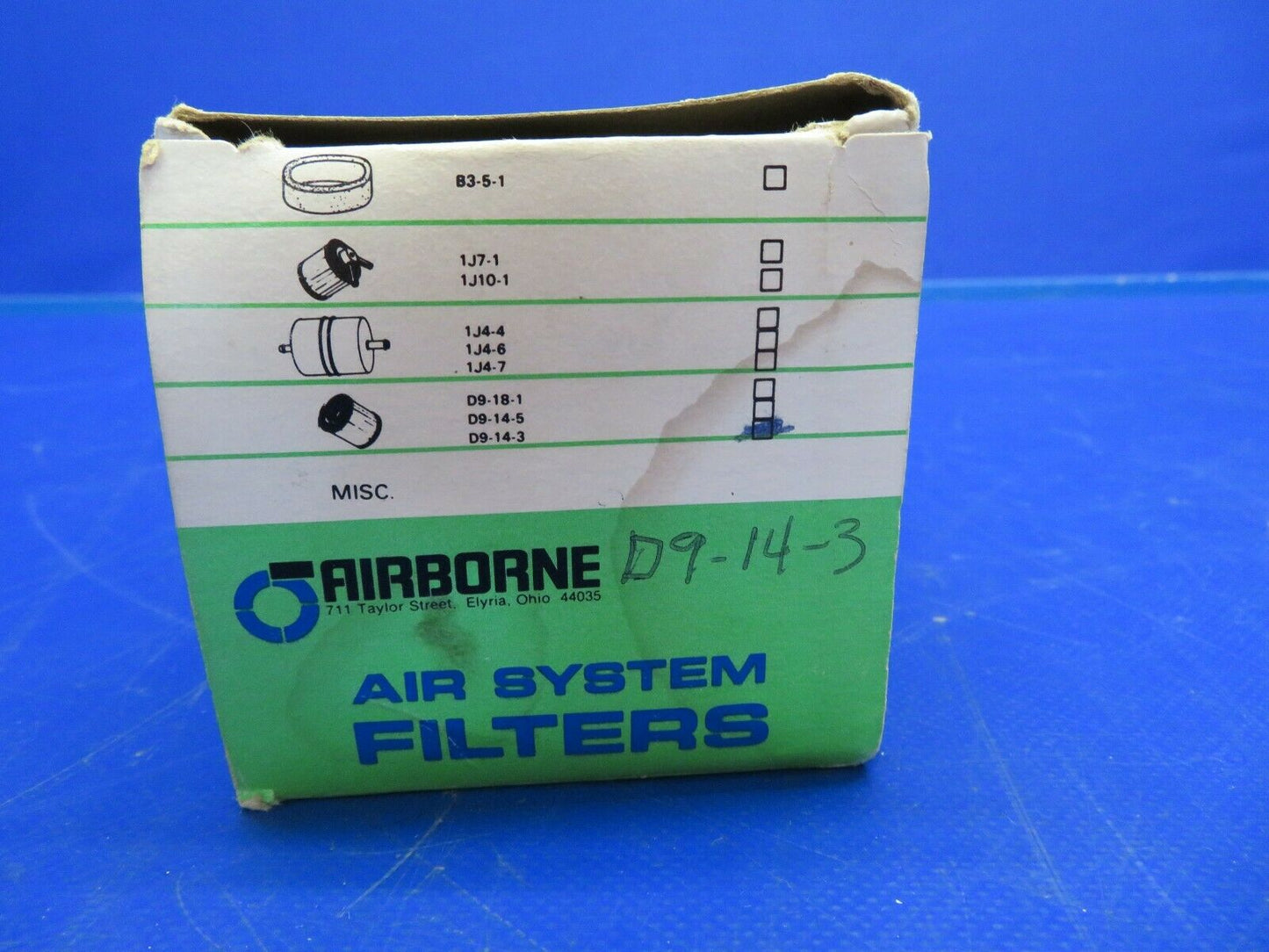 Airborne Gyro Replacement Filter P/N D9-14-3 NOS New in the Box (0720-863)