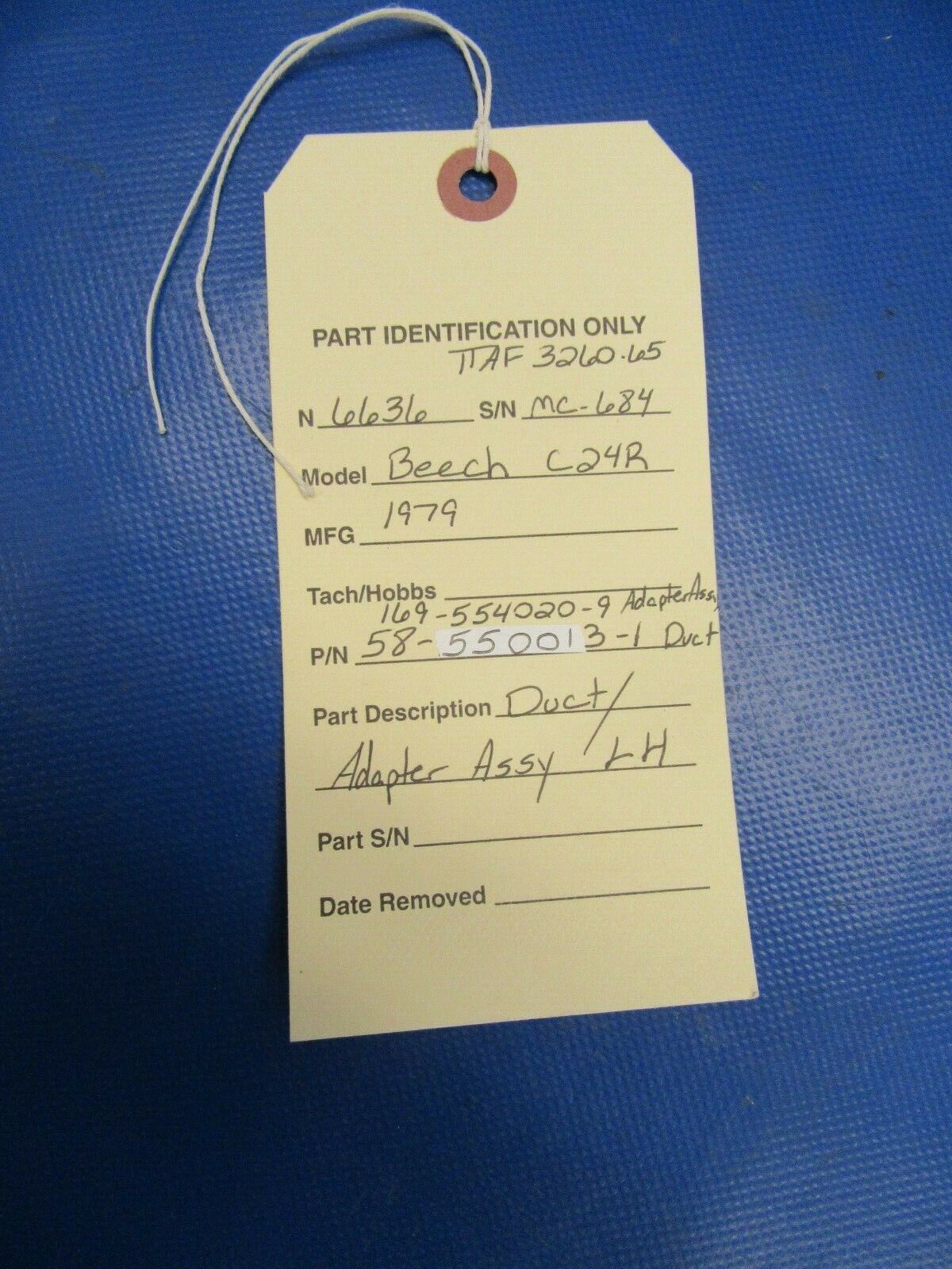 Beech C24R Duct Adapter Assembly LH P/N 169-554020-9 (0219-169)
