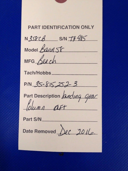 Beech Baron 58 Main Gear Column AFT P/N 35-815252-3 (0217-152)